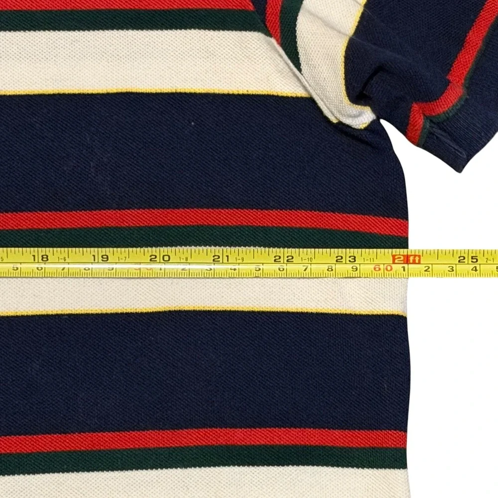Polo Ralph Lauren Mens XXL Custom Fit Striped Polo Shirt Navy‎ Blue Red Green